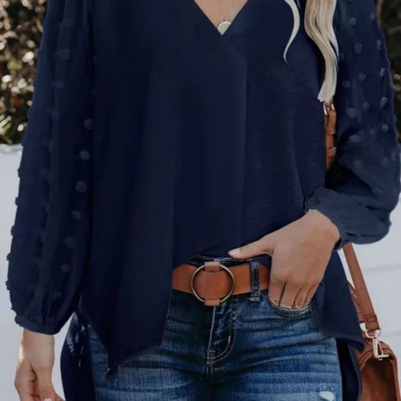 Blue Swiss Dot Blouse - Picture 3 of 8